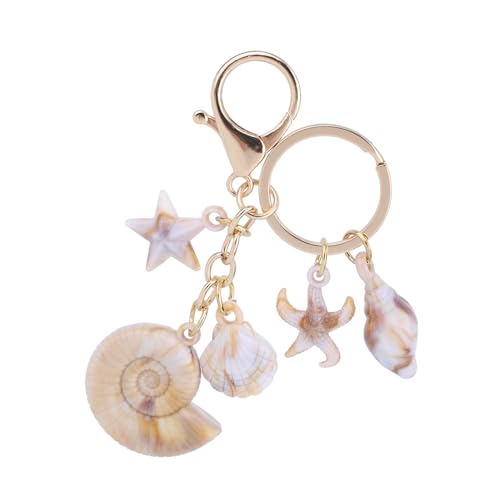 Mikovivi Porta-chaves invólucro concha estrela mar, encantos mala de praia verão concha porta-chaves para carro porta-moedas mochila bolsa acessórios decoração e jóias presentes para amantes oceano