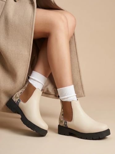Image of Big Fox Printed Mid Top Chelsea Boots For Woman