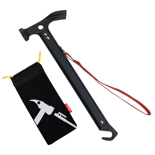 Azarxis Tent Stake Mallet Tark Peg Puller Hammer Nail Remover for Outdoor Camping Gardening Backpacking Hiking Lightweight Portable with Carry Bag (Black - Carbon Steel Head + Aluminum Handle)