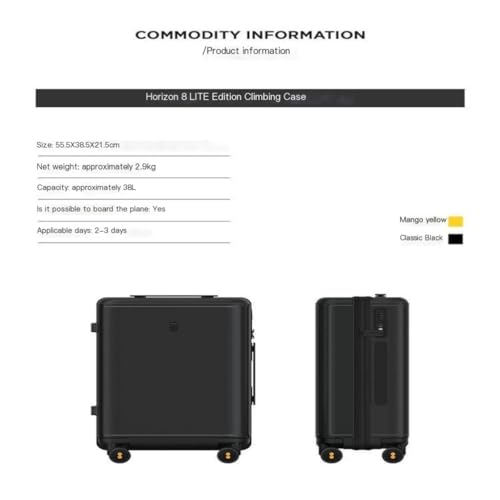 Suitcase Customs Lock Series Password Box Color Men And Women Light And Smooth Universal Wheel 20 Inches Suitcase Suitcase Tags(Black)2