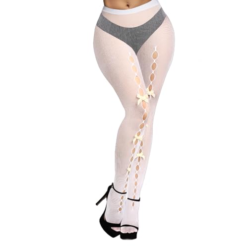 Image of Benefeet Sox Fishnet Stockings or Women High Waist White Fishnet Tights Party Pantyhose Cosplay Costume Tights