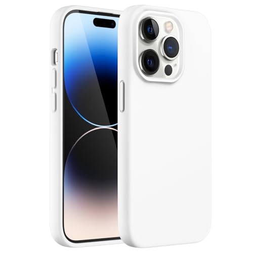 JETech Silicone Case for iPhone 14 Pro Max 6.7-Inch Silky-Soft Touch Full-Body Protective Phone Case Shockproof Cover with Microfiber Lining (White)