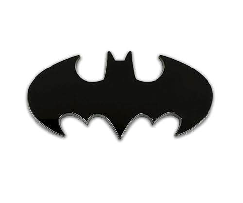NJECT Officially Licensed DC Comics Batman Logo Black Automotive-Grade 3D Contour Acrylic Superhero Emblem for Cars Trucks and All Auto | Weatherproof Universal Fit at 3.8 x 2.0