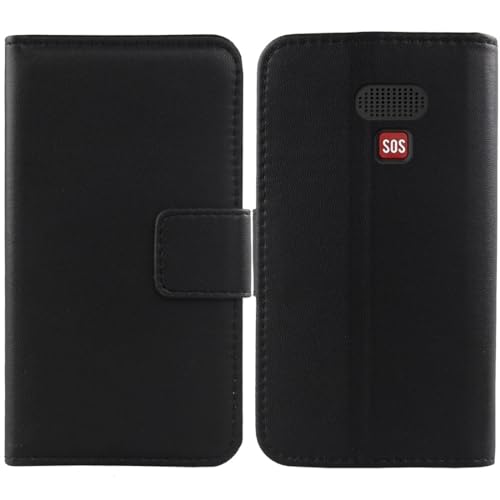 Image of Tnviud Premium Genuine Real Flip Folder Folio Leather Case For uleway G180 1.77" Business Phone Protection Protector Cover Skin (Black)