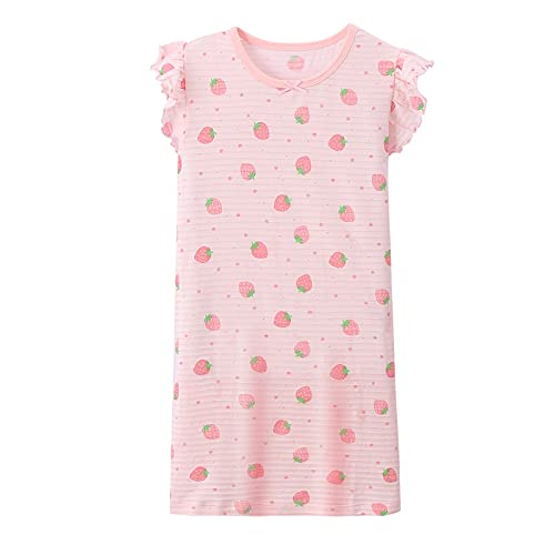 WSLCN Niñas Nighties Camisones 100% Algodón Verano Niño Manga Corta Ropa de Dormir Camisón