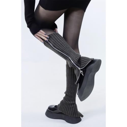 Image of Leg Warmer Personalized Warmth Zipper Knitted Leg Socks Y2K Cool Spicy Girls' Calf Cover