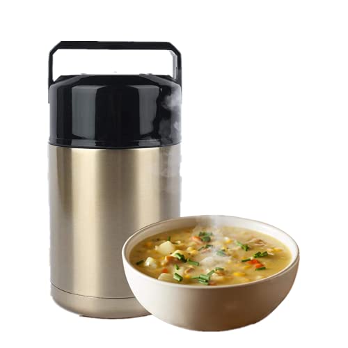 LUNWJJIP Récipients à déjeuner isolés Boîte à Lunch sous Vide 1000ml Tasse fumante en Acier Inoxydable Récipient à Soupe isolé for Bureau à Domicile