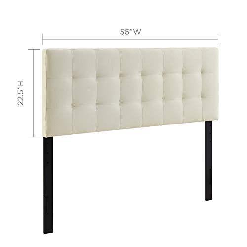 Image of Modway Lily Tufted Linen Fabric Upholstered Full Headboard in Ivory