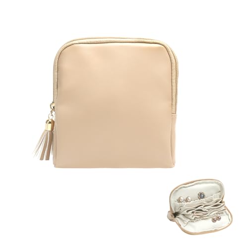 TNSLAND Neceser Joyas Viaje Mujer y Niña, Caja Joyero Pequeña en Piel Sintética Impermeable, Organizador Joyas Compartimentos, Estuche Portátil para Pendientes, Collares, Relojes, Monedero Maquillaje