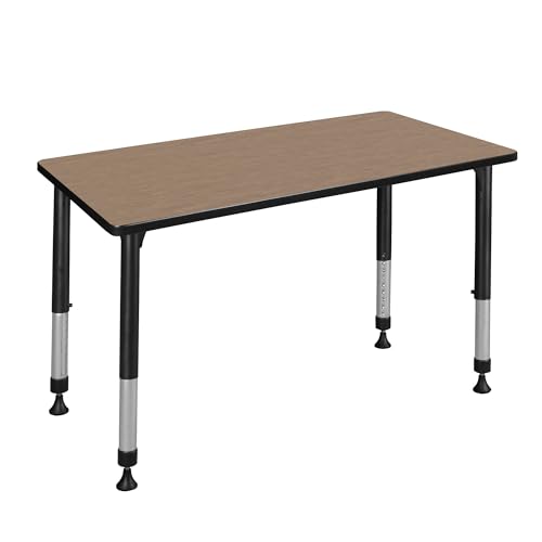 Regency Kee 42 x 24 in. Height Adjustable Classroom Activity Table- Noble Oak Top & Black Base