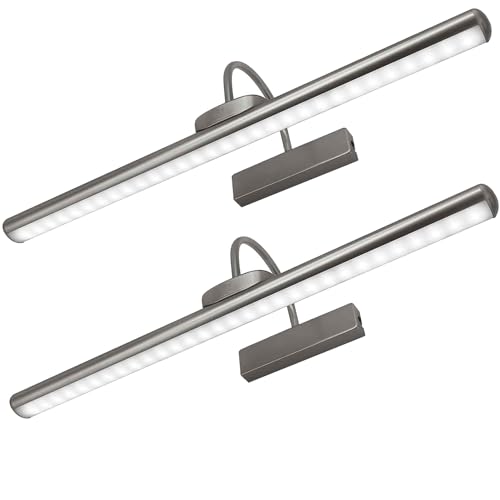 Image of 23 inch Wireless Picture Lights, Rechargeable Battery Art Display Light with Remote Control, Dimmable /Timer Off Dartboard Light, 3 Lighting Modes Full Metal Painting Display Lamp (Nickel-2Pack)