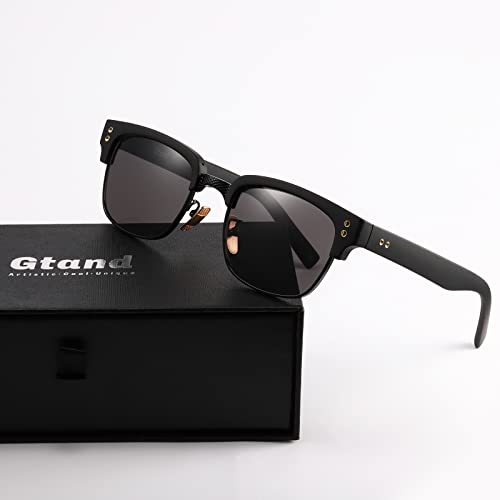 Image of Gtand Vintage Retro Rectangle TR90 Frame Sunglasses For Men Women Fashion Semi-Rimless Metal Sun Glasses Eyewear