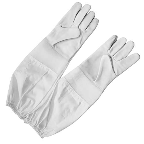 LIOOBO 1 Paar Imkerhandschuhe Ziegenlederhandschuhe mit Langen Ärmeln für Anfänger Professionelle Imker Größe XXL (Weiß) – Bild 7