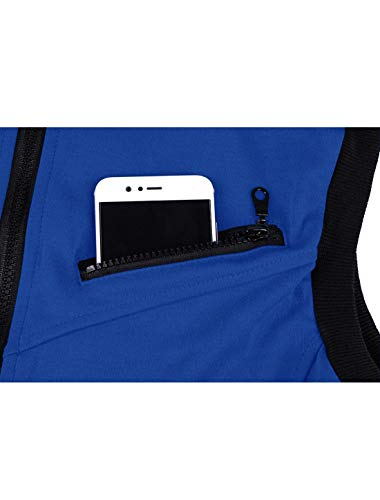 Chaleco con capucha para hombre Uxcell slim fit azul con cremallera y bolsillos prácticos 6