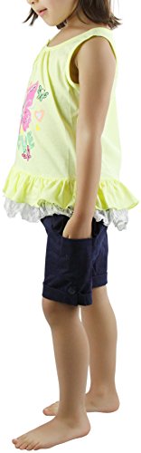 Image of ToBeInStyle Girl's Two Piece Summer Set Cute Tee Top and Matching Shorts Adorable Outfit