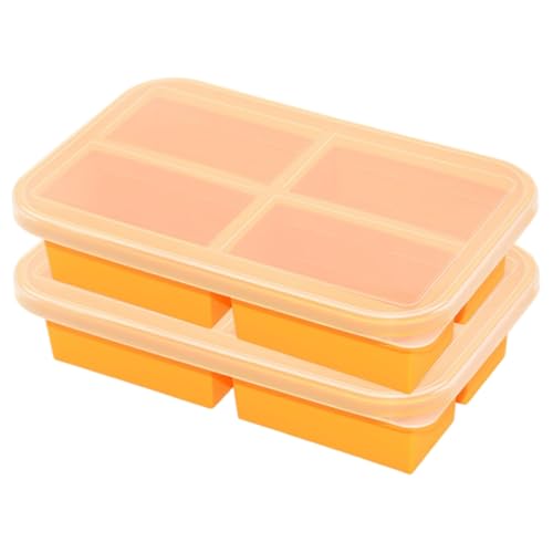 Jorzer Bandejas de Silicona para Hielo para congelador Bandejas de Silicona para congelador con Tapa 2pcs de herméticas de 4 Tazas para moldes 1 litro fáciles de desmoldar aptas
