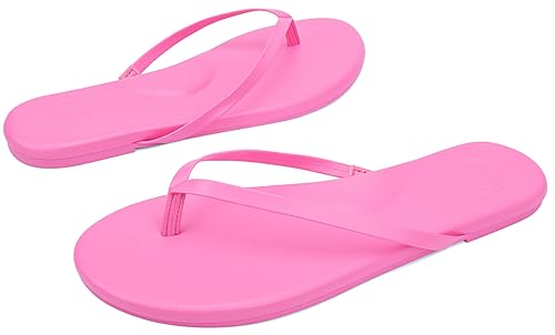 Image of INMINPIN Flat Flip Flops with Arch Support for Women - Memory Foam Flats Summer Sandals 2026 - Ultra Comfort Vegan Leather Thong Sandals Summer Beach Slide