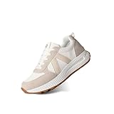 Chouiss Sports Shoes for Women Athletic Walking Shoes Color Block Platform Classic Lace-up Shoes for Walking,Running,Shopping Khaki 7.5