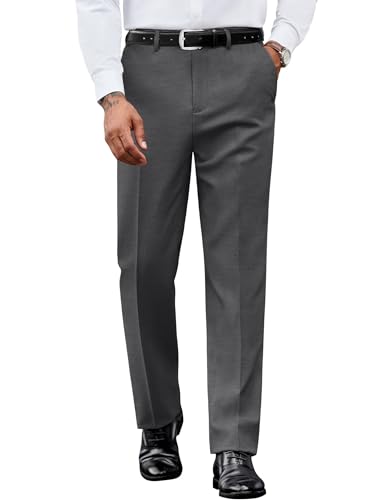 COOFANDY Mens Dress Pants Regular Fit Flat Front Pant Expandable Waist Casual Slacks