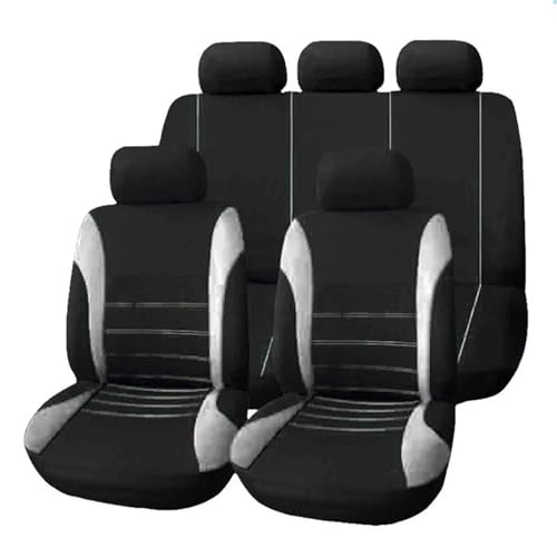 Housse siège voiture universelle grise en lot complet de 9 pièces pour intérieur de Fiat 500