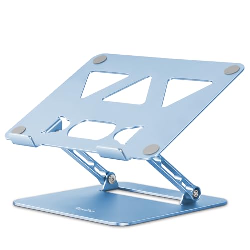Image of Aoviho Adjustable Laptop Stand for Desk,Portable Laptop Stand Holder and Riser,Foldable Aluminum Notebook Computer Stands for MacBook Air Pro HP Lenovo Dell Samsung Chromebook, 10-15.6 inch, Sky Blue