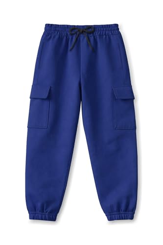 Image of Trampoline Boys & Girls Cotton Terry Cargo Joggers with 4 Utility Pockets | Elastic Waist with Drawstring | Ribbed Cuffs | Soft Kids Jogger Pants for Casual Wear & Outdoor Play