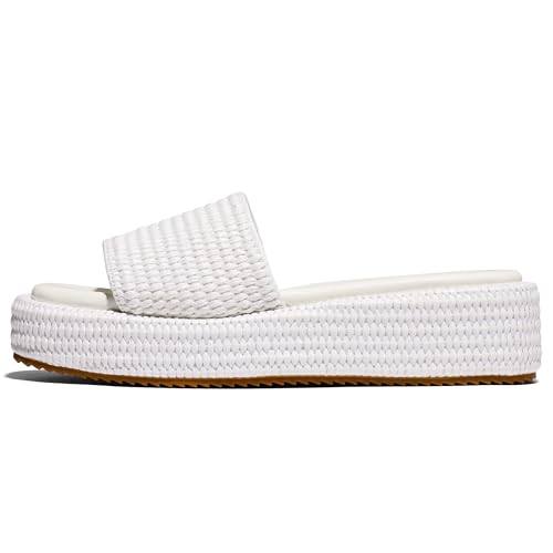 Image of EQAUDES Platform Sandals Women Slip on Espadrille Wedges Slides Bohemia Sandals Flatform Open Toe Beach Sandals