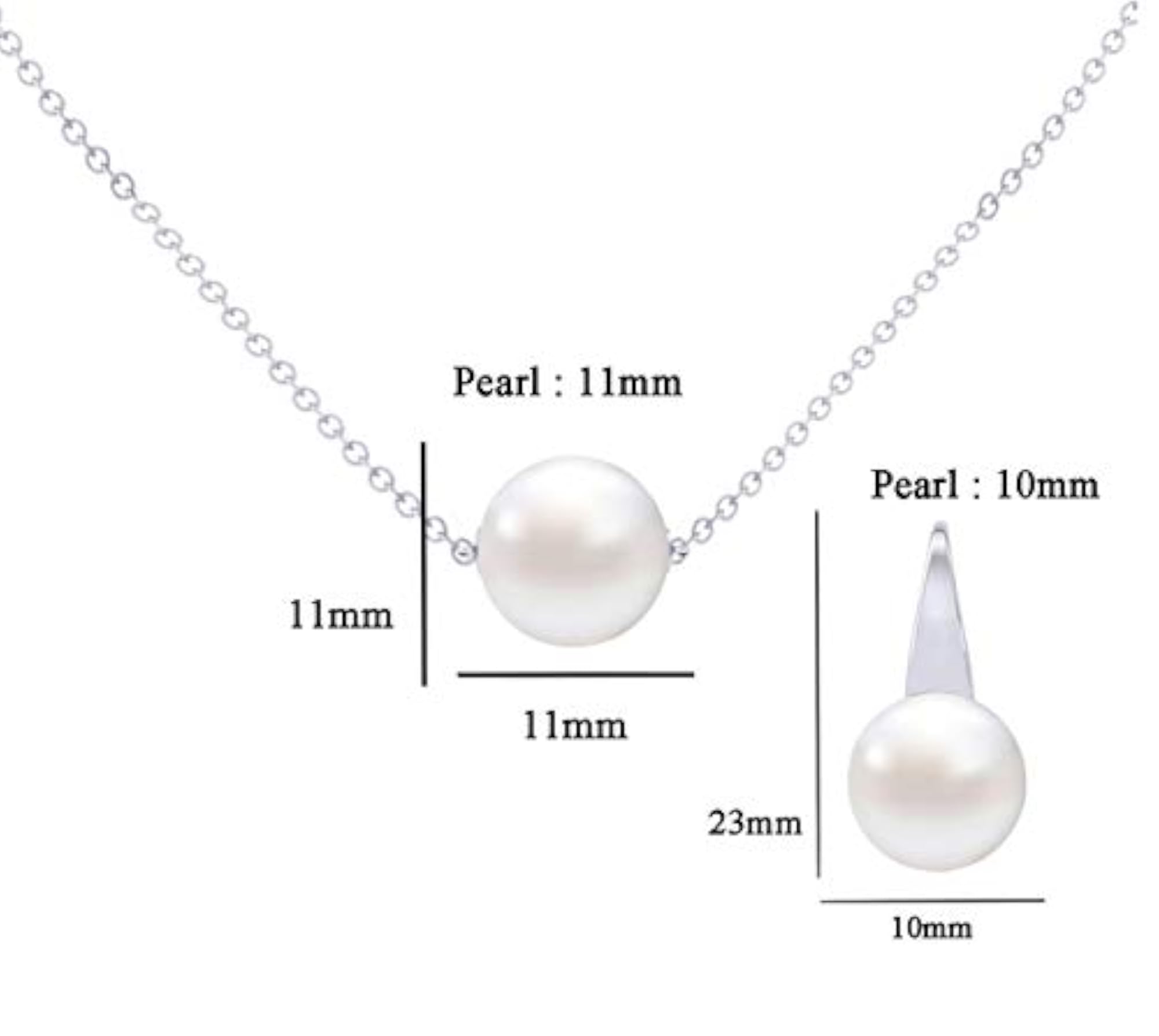 Women's Sterling Silver and Pearl Pendant Earrings Set