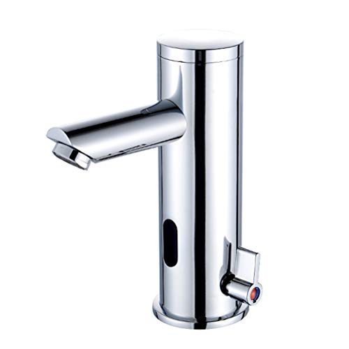 Gimify Touchless Sensor Bathroom Faucet Automatic Smart Single Hole Faucet Hands Free Tap Bathroom Sink Faucet, Hot and Cold Mixer Control, Battery Powered, Solid Brass, Chrome Finished