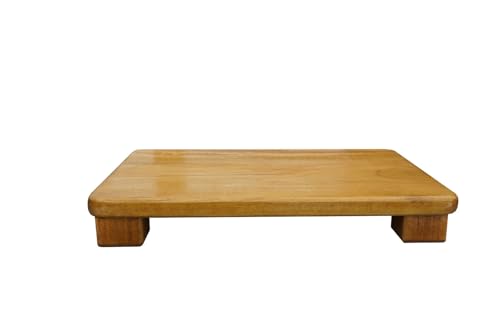 Image of Premium One Step Stool for Kitchen, Stairs, Desk, Table - Solid Wood Foot Stool & Footrest for Bedroom, Kids & Adults. (Style- A, Height- 2 inch)