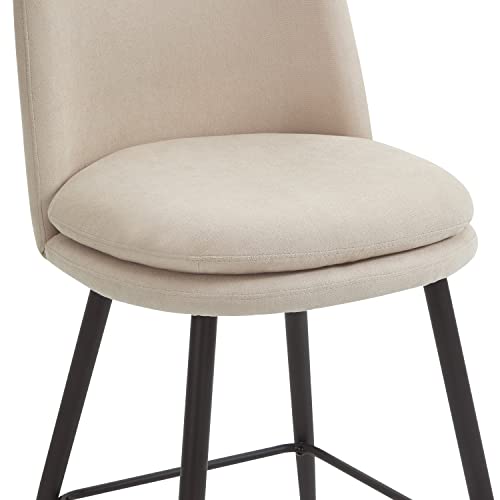 Dragon Gate 26'' Counter Height Bar Stools Set Of 2, Modern Beige Upholstered Counter Stools With Seat Cushion & Metal Legs For Dining Room Kitchen Island, Home Bar #TOP5