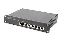 DIGITUS Gigabit Ethernet PoE+ Switch - 10 Zoll - 8 Ports - Unmanaged - IEEE 802.3at - 96 Watt Powerbudget - Schwarz – Ansicht 1