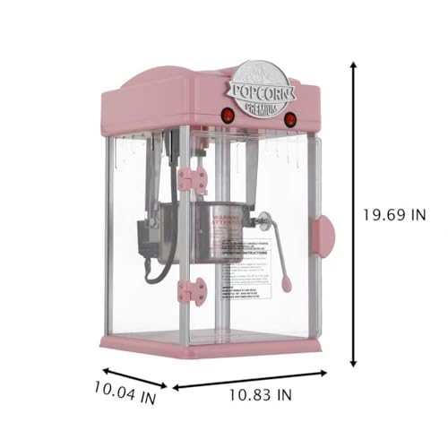 Image of Popcorn Machine, Popcorn Makers with 6 Oz Stainless-Steel Kettle, Commercial Tabletop Pop Corn Popper with Measuring Tool and Scoop, for Home, Birthday Parties, Theater, School Events, Pink