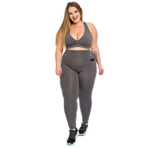 Calça Legging Feminina Com Bolso Academia Essence Mescla - M
