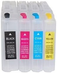 4-Color Refillable Ink Jet Cartridges for Brother LC12/ 17/ 71/ 73/ 75/ 77/ 79/ 400/ 450/ 1220/ 1240/ 1280 (White)+ Worldwideing