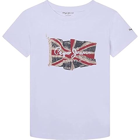 Camiseta Pepe Jeans Flag Logo Jr S/S N para Niña, Blanco, 8 años Cover