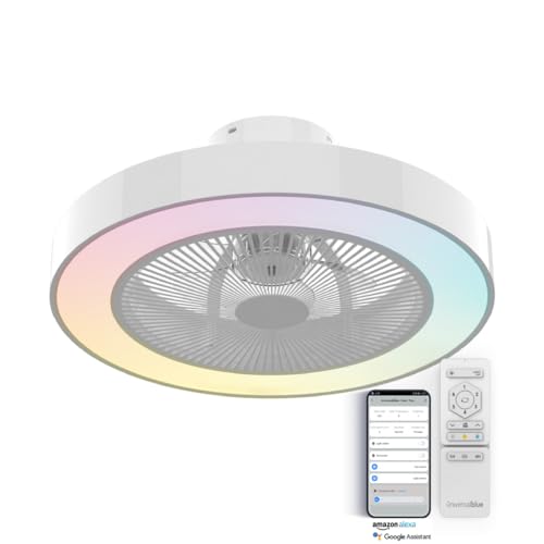 UNIVERSALBLUE Ventilador de Techo con Luz LED Multicolor y WIFI | Ventilador sin Aspas con Luz Regulable | Acabado en Blanco | Alexa & Google Assistant
