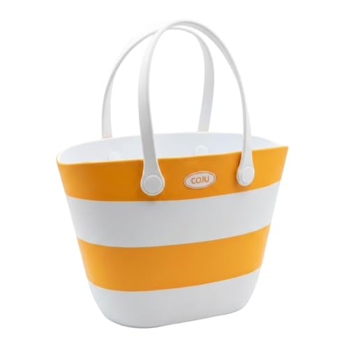 COJU EVA Beach Tote Bag Large Waterproof Rubber Beach Bag with Reinforced Handles Structured Stand-Up Design Lightweight Washable Tote for Beach Pool & Travel (Amber)