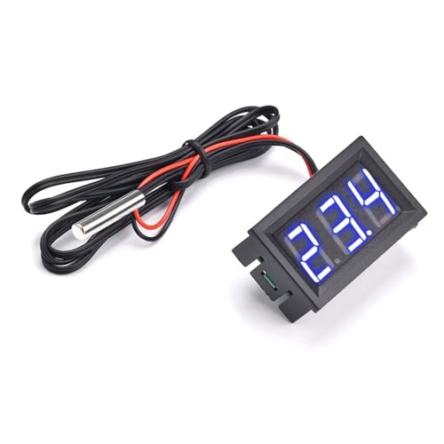 Instrument de mesure de température à 3 chiffres avec affichage LED bleu et sonde de précision