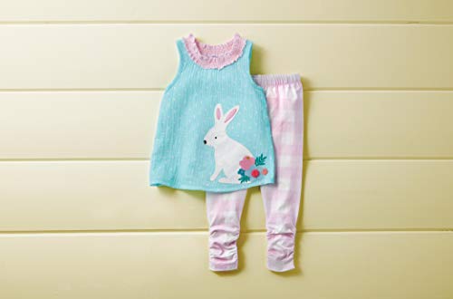 Mud Pie Baby Girls' Gingham Bunny Tunic Legging, Green, 4T