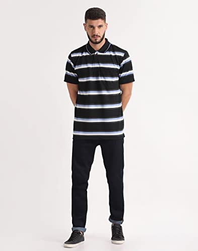 Image of INKKR Striped Men Polo Neck Half Sleeve T-Shirt