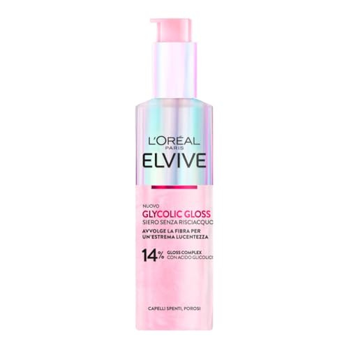 L'Oréal Paris Elvive Leave-In Serum, For Dull and Porous Hair, Silky Hair, With Glycolic Acid, Sulphate-Free, Glycolic Gloss, 150 ml