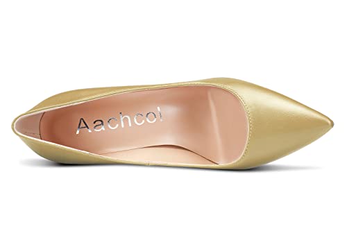 Aachcol Women Stiletto High Heel Pumps Pointed Toe Slip-on Dress Shoes Classic Office 4 Inch4