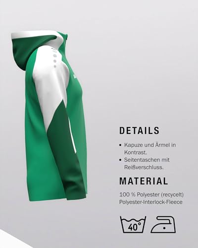 JAKO Damen Kapuzenjacke Dynamic, grün/weiß/dunkelgrün, S – Ansicht 5