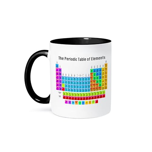 3dRose The Periodic Table of Elements Two Tone Mug, 11 oz, Black/White