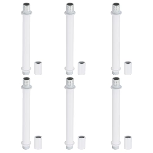 Image of PATIKIL Straight Pipe Lamp Stems Rod Kit, 6 Set M10 Carbon Steel 100mm(3.94 inch) Long Double End Thread Rod with Coupling Nuts Sleeve Connector for Table Lamps Chandeliers, White