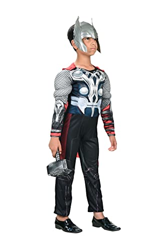 Image of BookMyCostume Polyester Thunder God Superhero Kids Fancy Dress Costume|Muscle Look|Imported 5-6 Years,Multicolor