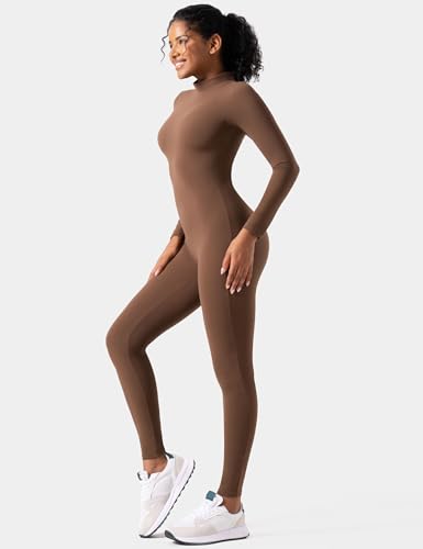 Image of speerise Women Bodysuit Rompers Long Sleeve Jumpsuits Leotards One Piece Tummy Control Yoga Workout Outfits