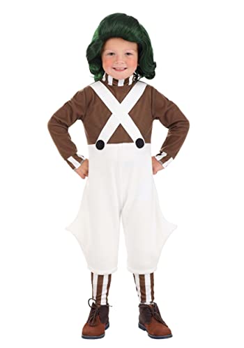 Willy Wonka Toddler Oompa Loompa Costume Jumpsuit - Kid's Chocolate Factory Worker Uniform Overalls Outfit 2T