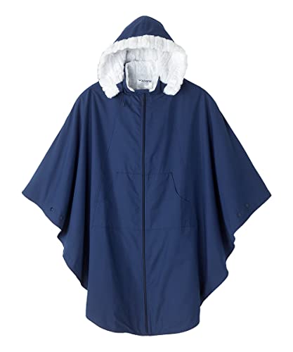 Women’s Adaptive Faux Fur-Lined Wheelchair Cape With Hood - Luxurious Winter-Warmth Self-Dressing Cape